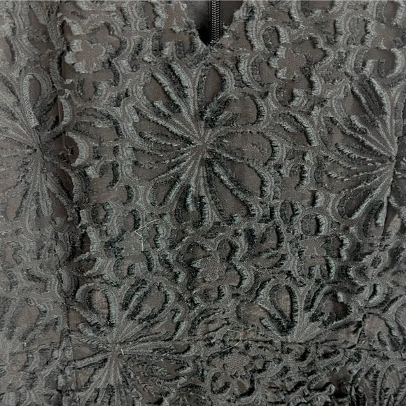 Theory Miriam Deep V-Neck Black Sleeveless Dress 2 LBD Textured Floral Shift - Picture 4 of 9